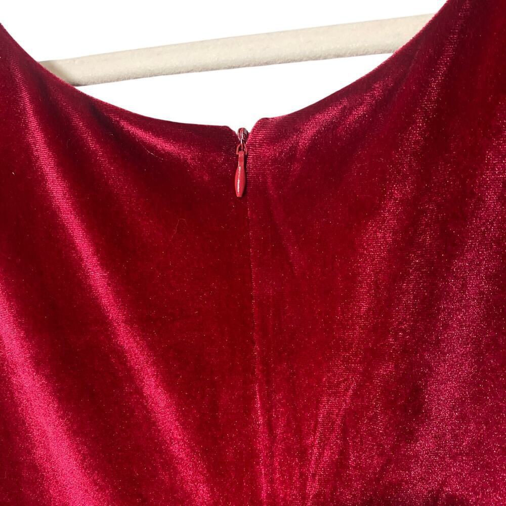 GRACE KARIN Red Velvet Dress, Sleeveless V-line, Flared A-Line, Zip, Midi, Large - Picture 6 of 12